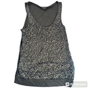 EXPRESS Grey Sequin Women's Top Size S